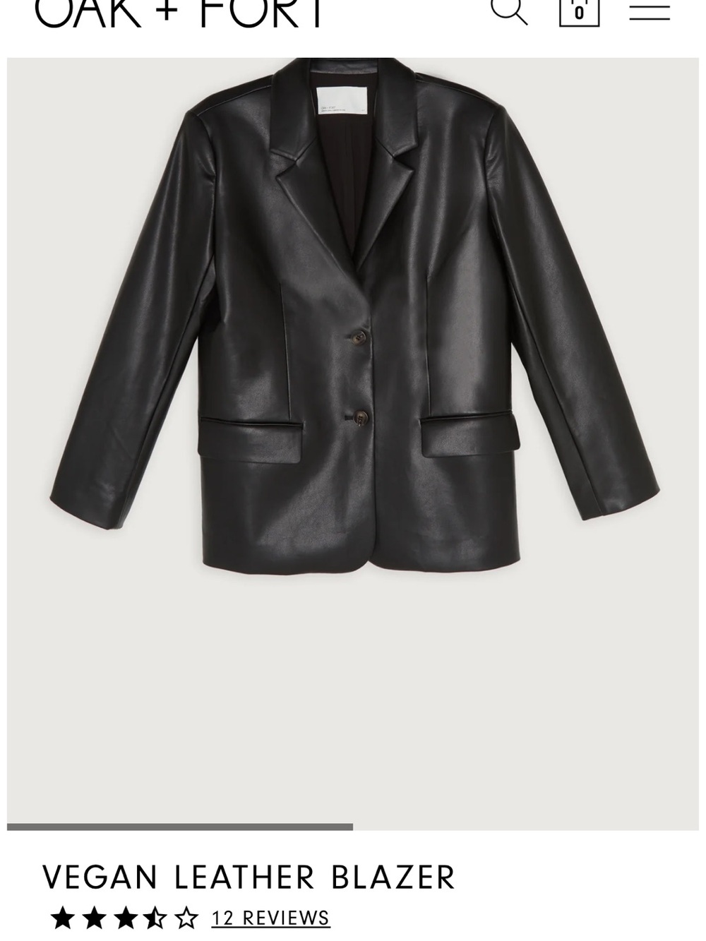 OAK + FORT Black Vegan Leather Blazer Jacket